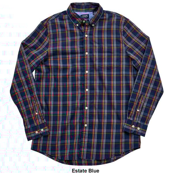 Mens Chaps Long Sleeve Stretch Woven Button Front Shirt