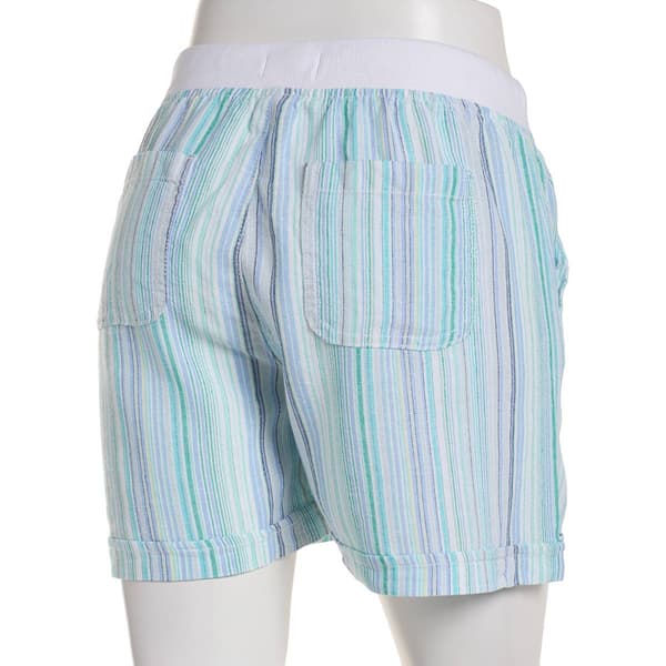 Petite da-sh Stripe Linen Shorts with Roll Cuff