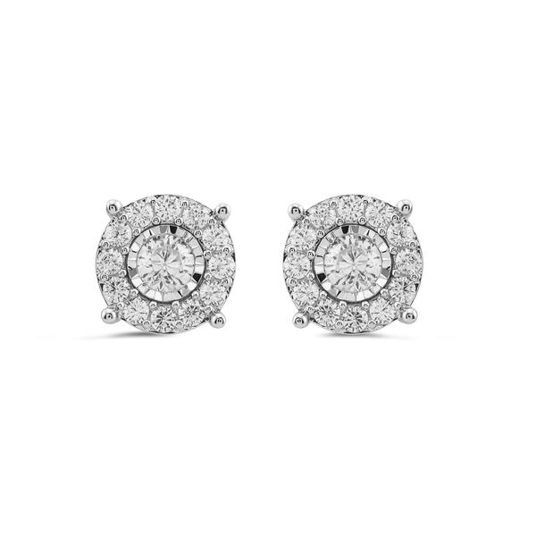 Sterling Silver 1/2cttw. Round Lab Grown Diamond Stud Earrings - image 