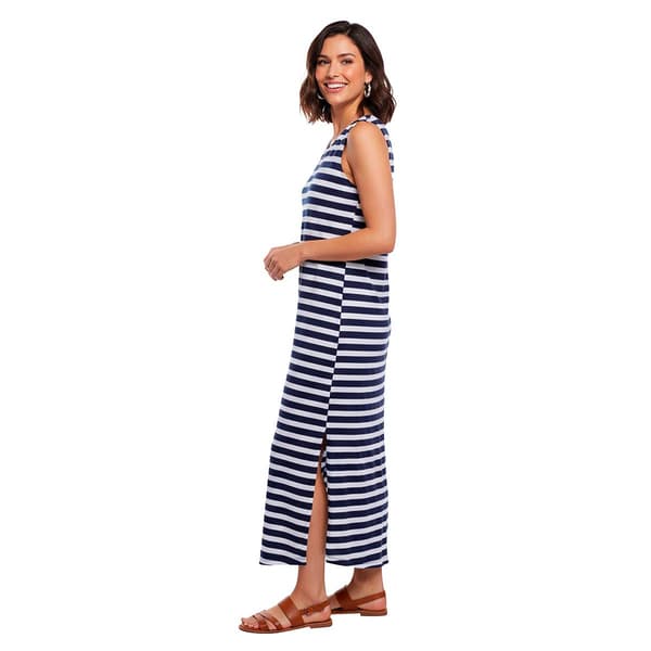 Womens Emily Daniels Sleeveless Stripe Side Slit Midi Dress