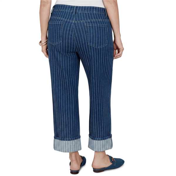 Plus Size Ruby Rd. Game of Luxe Pinstripe Wide Cuff Jeans