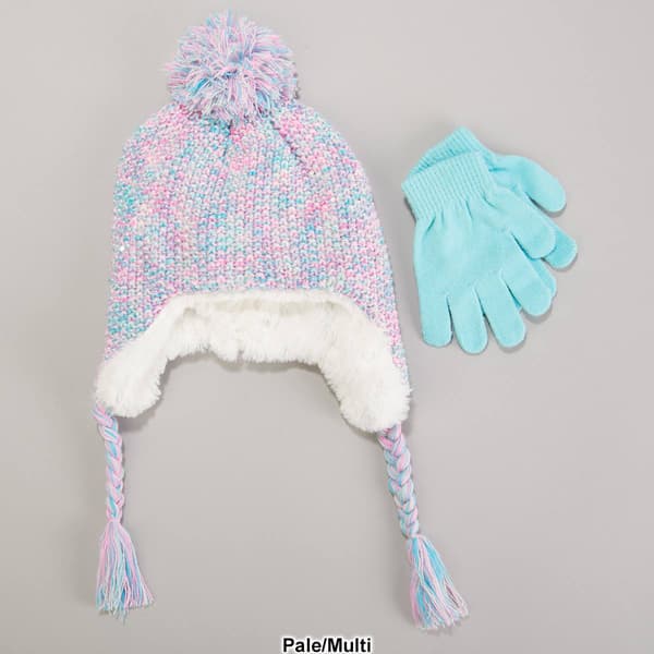 Girls Capelli&#174; New York Space Dye Earflap Hat & Gloves Set