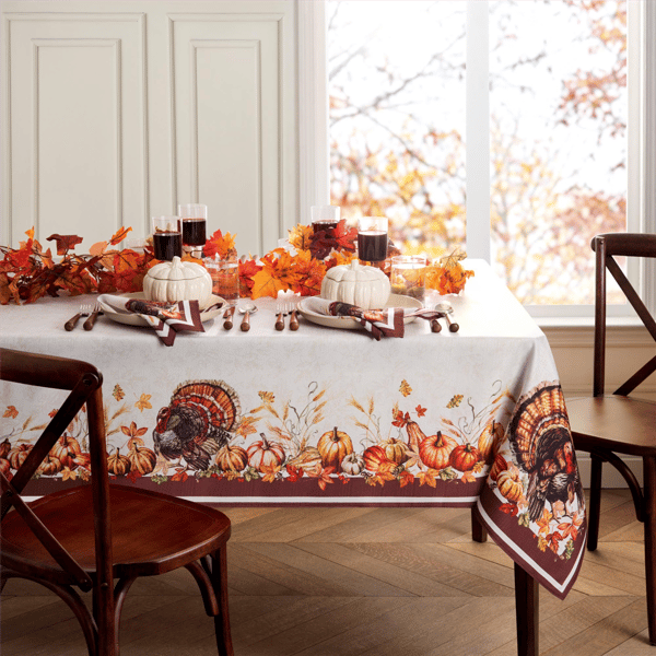 Threadmade Autumn Heritage Turkey Engineered Tablecloth