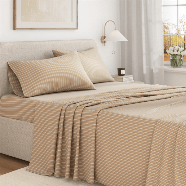 Freshfolds Plaid Flannel Tonal Stripe Sheet Set