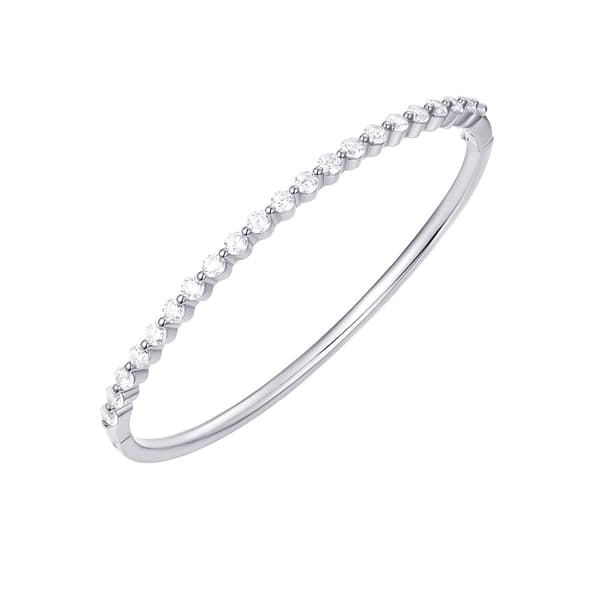 Sterling Silver CZ Bangle Bracelet - image 