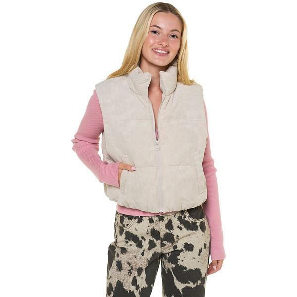 Juniors Love Tree Zip Front Corduroy Vest