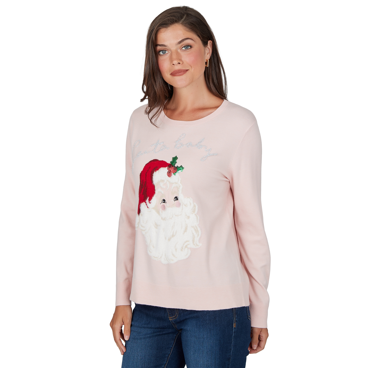 Petite Ruby Rd. Happy Holidays Santa Baby Christmas Sweater