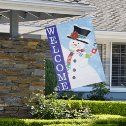 Northlight Joyful Snowman in.Welcomein. Christmas House Flag