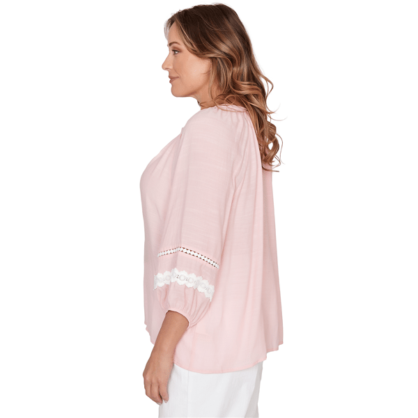 Plus Size Ruby Rd. Renaissance Romance 3/4 Sleeve Button Blouse