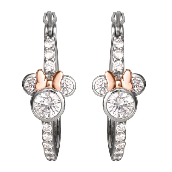 Splendere Cubic Zirconia Minnie Mouse Hoop Earrings