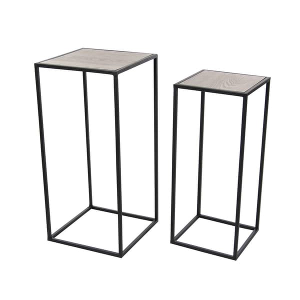 9th & Pike&#40;R&#41; Black Metal Contemporary Accent Table - Set of 2