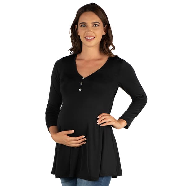 Womens 24/7 Comfort Apparel Flared Henley Tunic Maternity Top