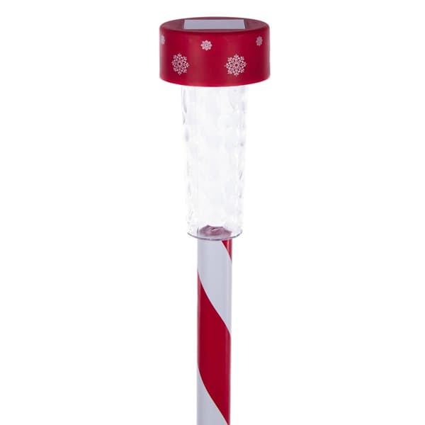 Alpine Solar Powered LED Striped Pathway Garden Stakes - Set of 4
