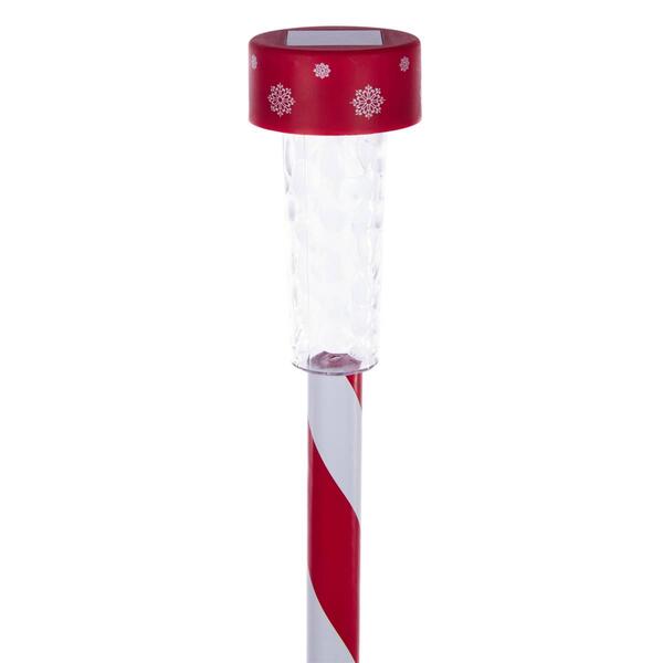 Alpine Solar Powered LED Striped Pathway Garden Stakes - Set of 4 - image 