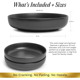 Sango Anderson Black 10in. Large Ceramic Serving Bowl - Set of 2