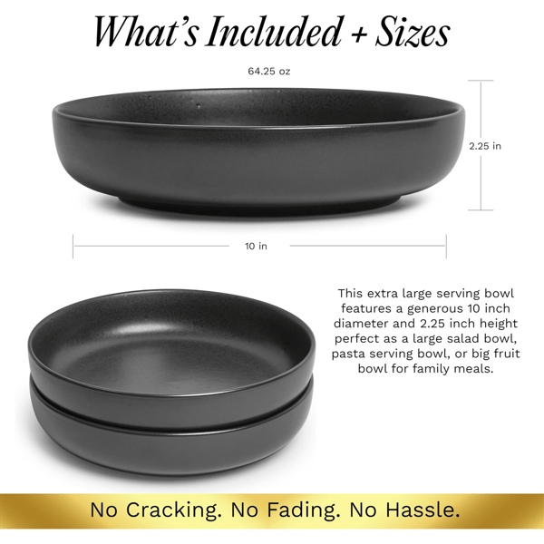 Sango Anderson Black 10in. Large Ceramic Serving Bowl - Set of 2