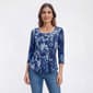Plus Size Cocomo 3/4 Sleeve Denim Floral Seam Blouse - image 1