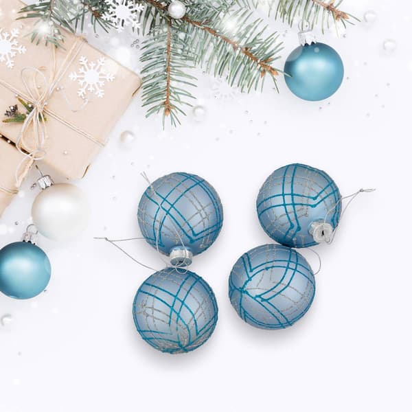 Northlight Seasonal 4pc. Silver Plaid Pattern Glass Ornament