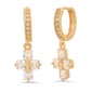 Steeltime Iced Out 18kt. Huggie Cross Charm Brass Earrings - image 1