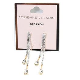 Adrienne Vittadini Silver Waterfall Rhinestone Drop Earrings