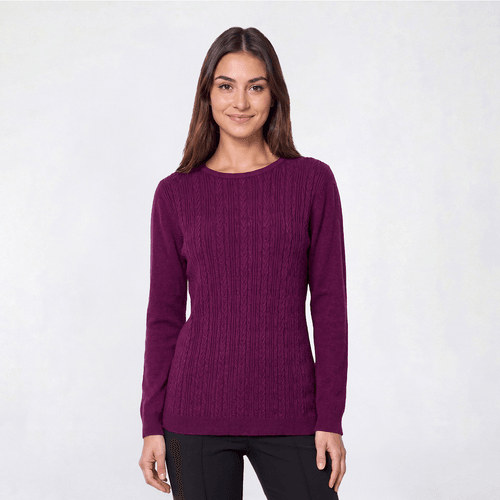 Petite Napa Valley Long Sleeve Cable Knit Front Sweater - image 
