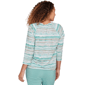 Womens Hearts of Palm Fresh Start 3/4 Sleeve Stripe Blouse - image 2