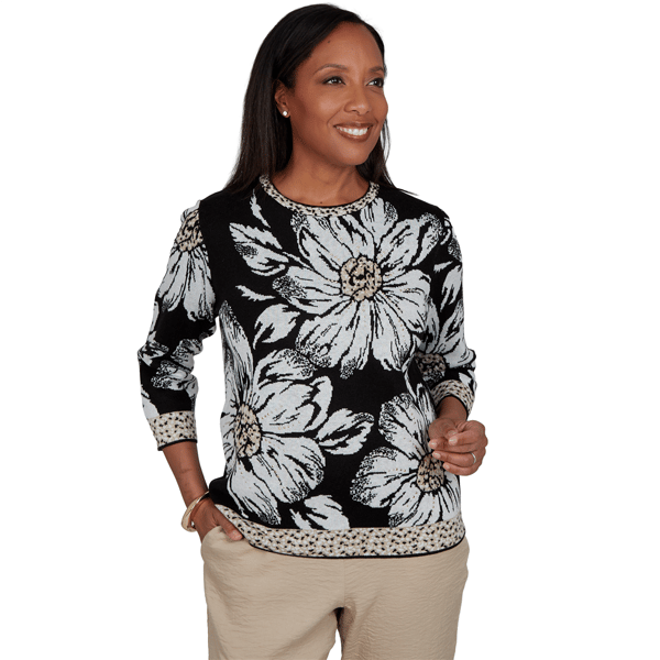 Womens Alfred Dunner Travel Advisory Dramatic Floral Sweater