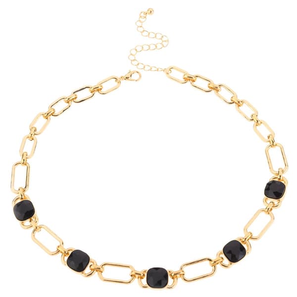 Ashley Cooper(tm) Gold-Tone Black Rhinestone Link Necklace - image 