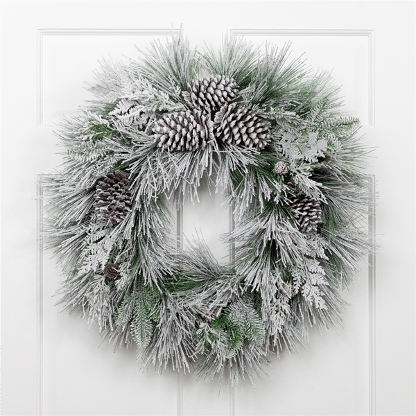 Northlight 26in. Snowy Needle Pine & Pinecone Christmas Wreath