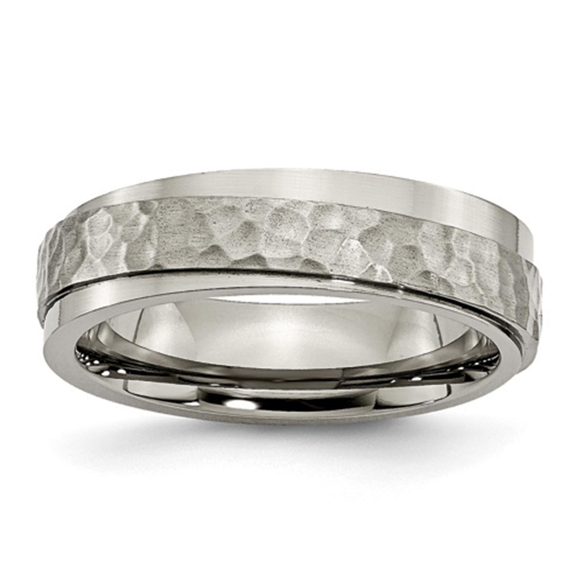 Mens Endless Affection™ Titanium 6mm Ridged Edge Wedding...