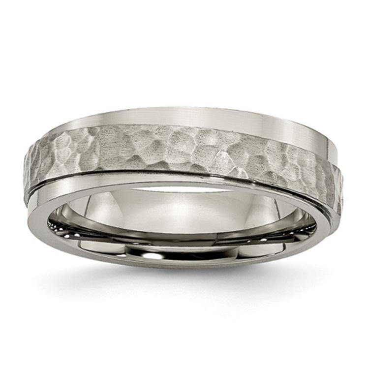 Mens Endless Affection(tm) Titanium 6mm Ridged Edge Wedding Band