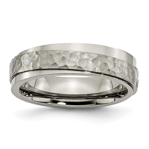 Mens Endless Affection&#40;tm&#41; Titanium 6mm Ridged Edge Wedding Band - image 