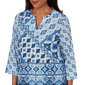 Petite Alfred Dunner Indigo Girls 3/4 Sleeve Patchwork Blouse - image 5