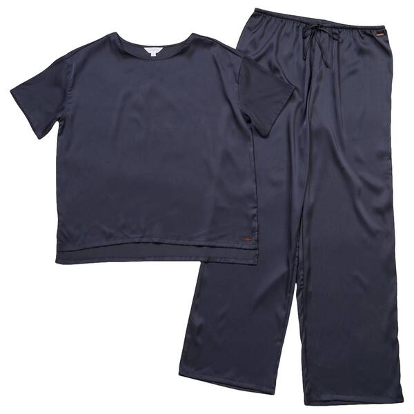 Womens Danskin Short Sleeve Satin Relaxed Tee & Pants Pajama Set - image 