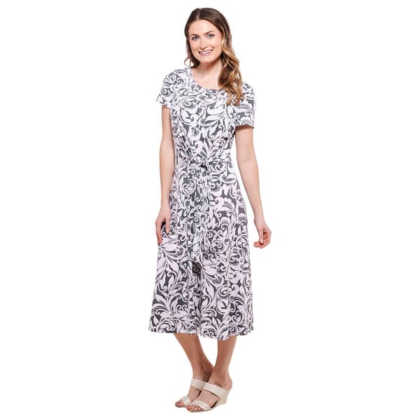 Womens Perceptions Short Sleeve Scroll Midi Dress Boscov s