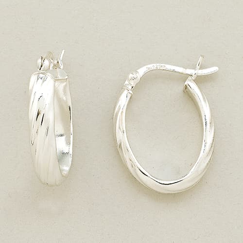Sterling Silver Roped Hoop Earrings - image 