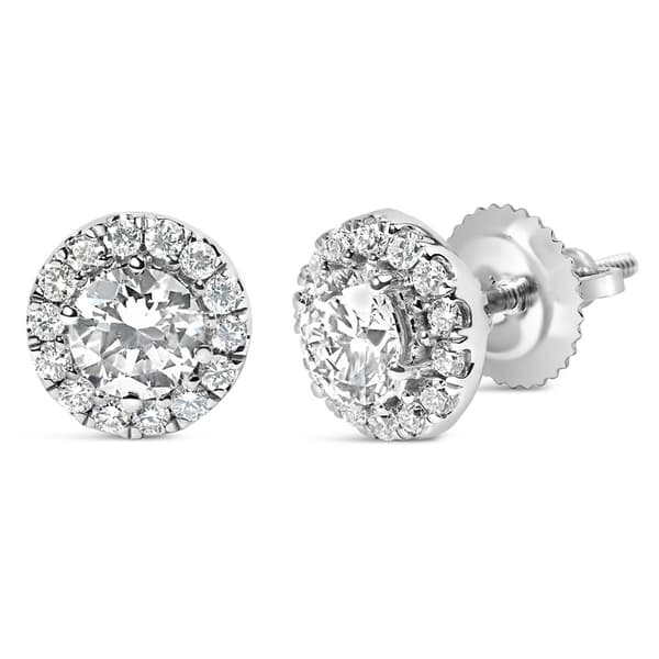 Haus of Brilliance 1ctw. Blue Lab Grown Diamond Halo Earrings