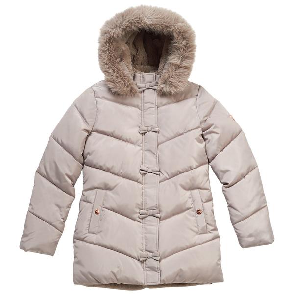 Girls (7-16) Kensie Girl Bow Placket Faux Fur Hood Puffer Jacket - image 
