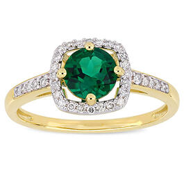 Gemstone Classics&#40;tm&#41; 10kt. Gold & Emerald Square Halo Ring