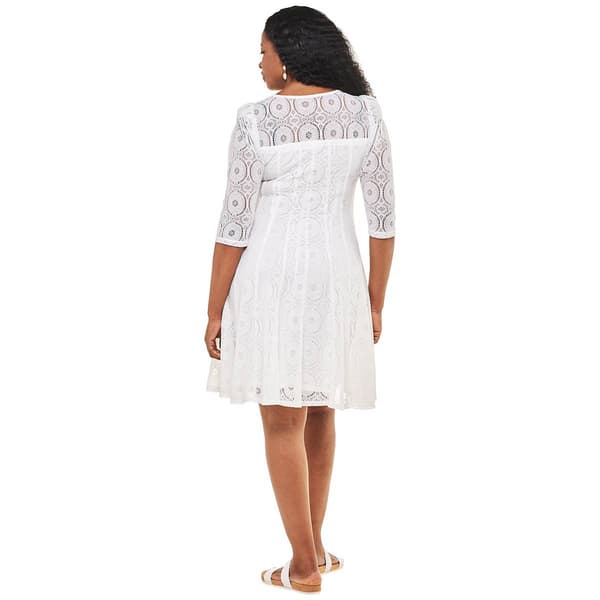 Womens Rabbit Rabbit Rabbit Puff Sleeve Illusion Neck Lace Dress