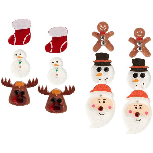 Season Greetings 6pr. Snowman And Santa Earrings - Boscov's