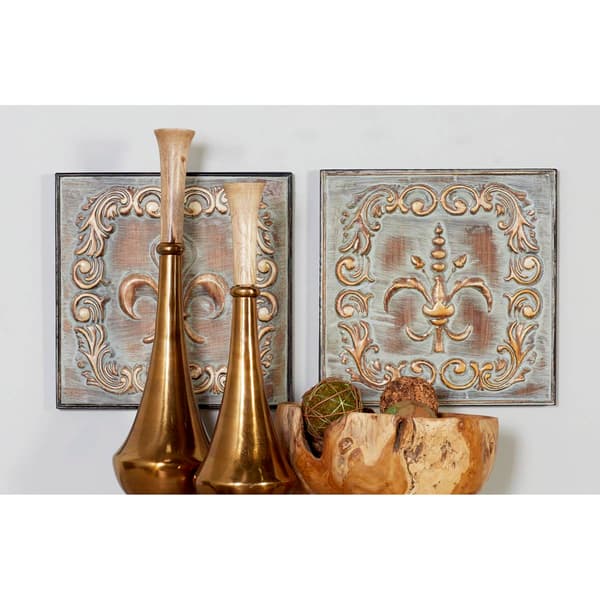 9th & Pike&#174; Washed Fleur De Lis Metal Wall D&#233;cor - Set of 4