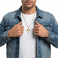 Mens Iron Saints Our Father Prayer Gold Spinner Cross Necklace - image 2