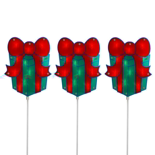 Northlight Seasonal Christmas Gift Box Pathway Markers - Set of 3