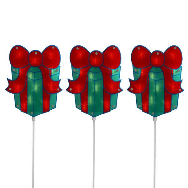 Northlight Seasonal Christmas Gift Box Pathway Markers - Set of 3 - image 