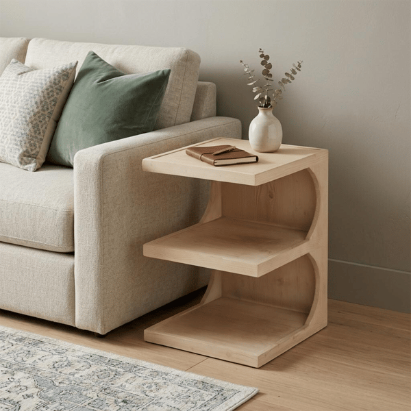 HomeRoots 24in. Natural Solid Wood End Table With Two Shelves - image 
