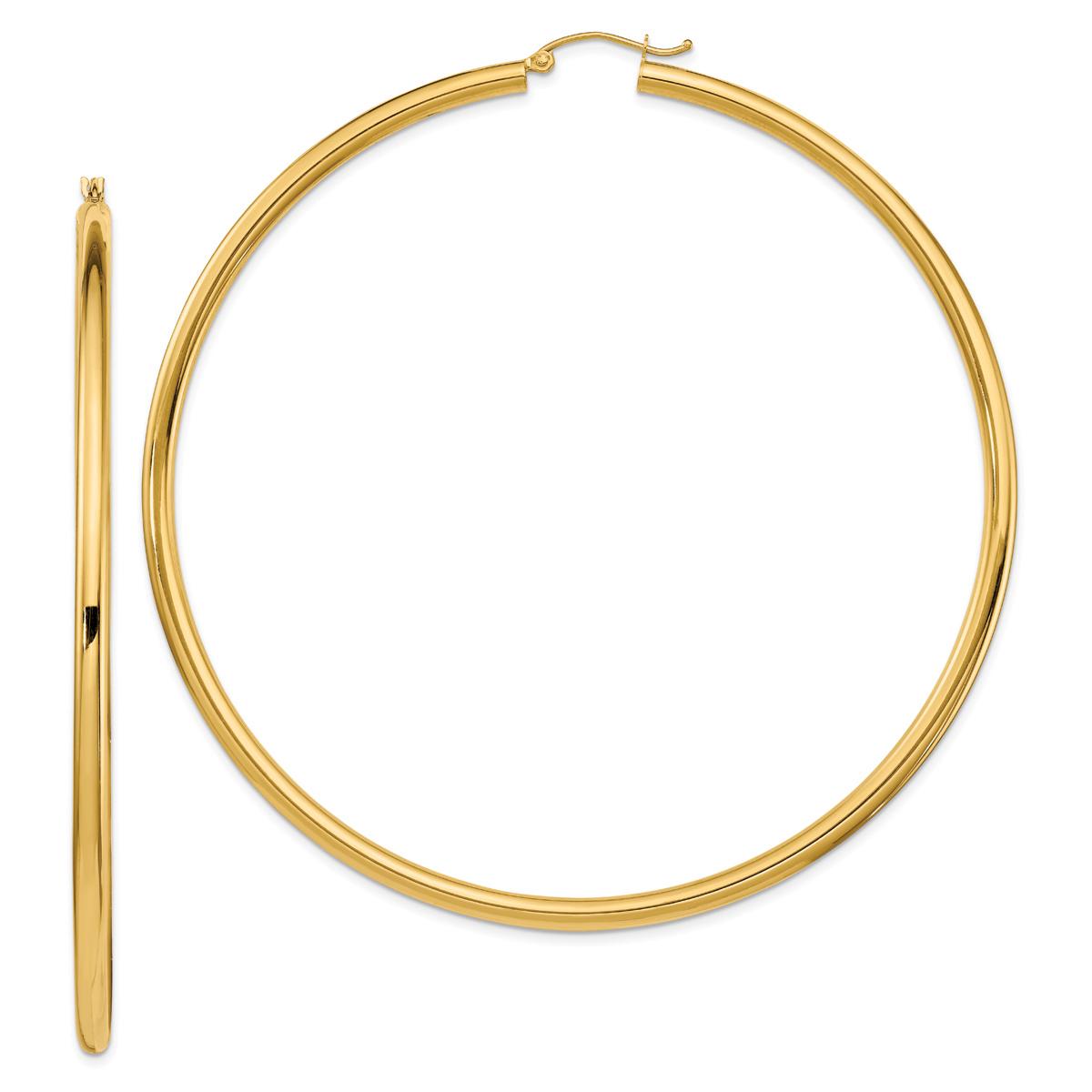 Gold Classics™ 14kt. Gold Polished 81mm Tube Hoop Earrings
