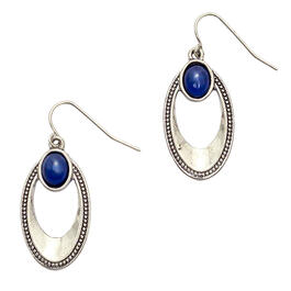 Ruby Rd. Silver-Tone & Blue Stone Oval Drop Earrings