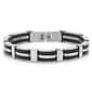 Mens Black Rubber & Stainless Steel Bracelet - image 1
