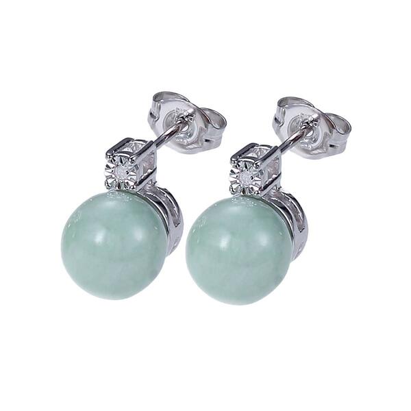 Forever Facets Green Jade And Diamond Stud Earrings - image 